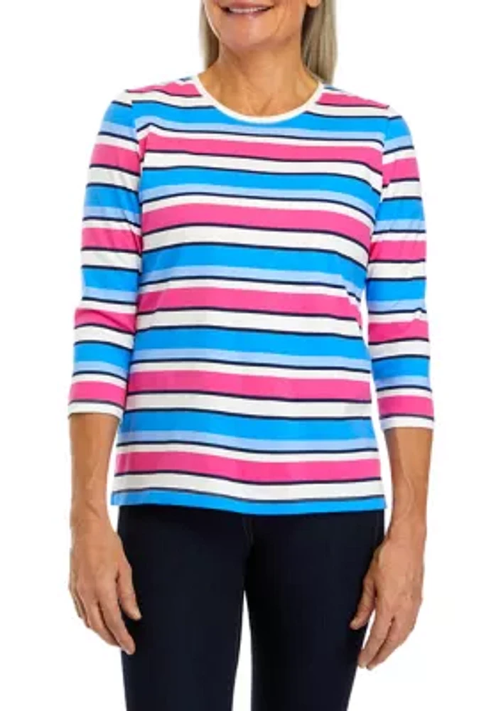 Petite 3/4 Sleeve Striped Shirt