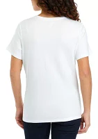 Petite Short Sleeve Crew Neck Graphic T-Shirt