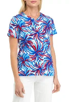 Petite Short Sleeve V-Neck Printed T-Shirt