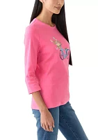 Petite 3/4 Sleeve Crew Neck T-Shirt