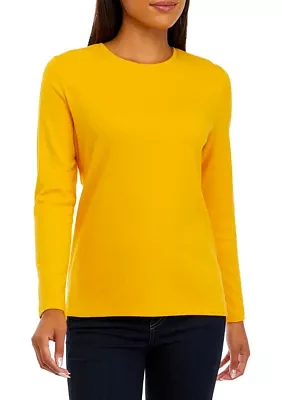 Women's Long Sleeve Crew Neck Solid T-Shirt