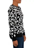 Women's Long Sleeve Crew Neck Jacquard Sweater