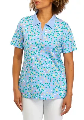 Women's Short Sleeve Printed Polo Shirt