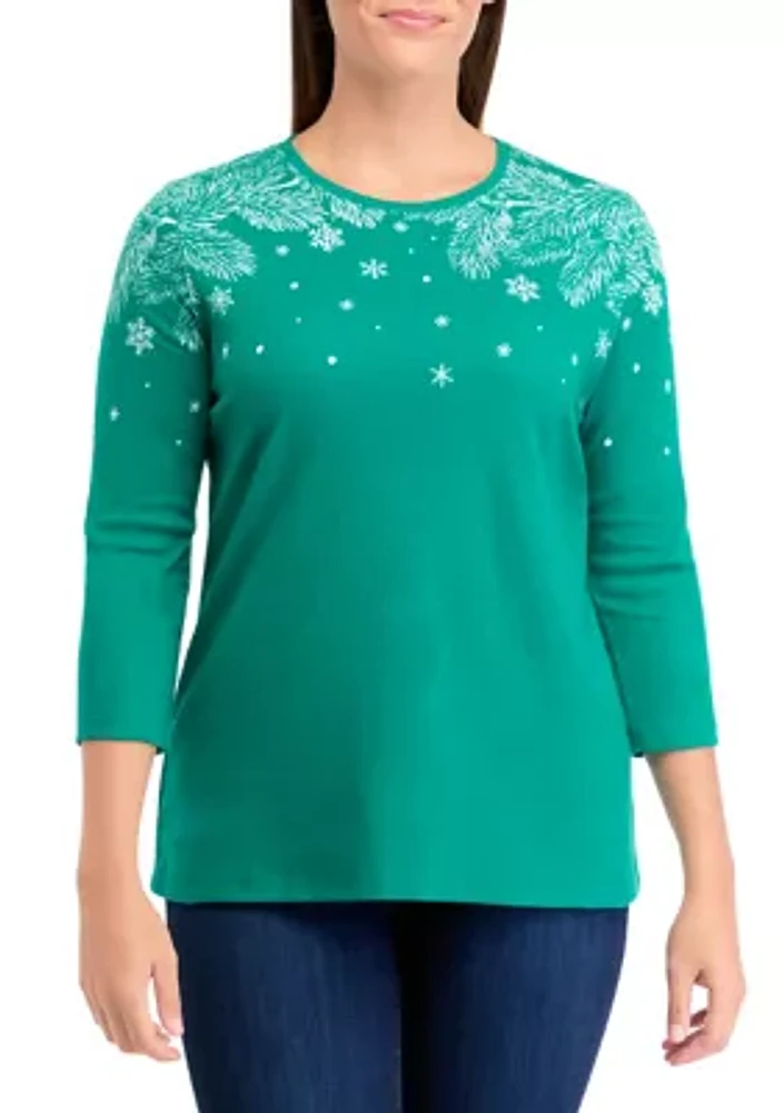 Women's  3/4 Sleeve Placement Print Shirt