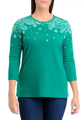 Women's  3/4 Sleeve Placement Print Shirt