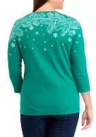 Women's  3/4 Sleeve Placement Print Shirt