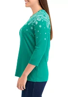 Women's  3/4 Sleeve Placement Print Shirt