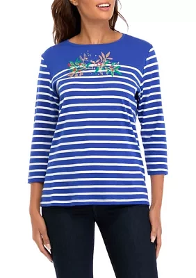 Women's 3/4 Sleeve Striped Top