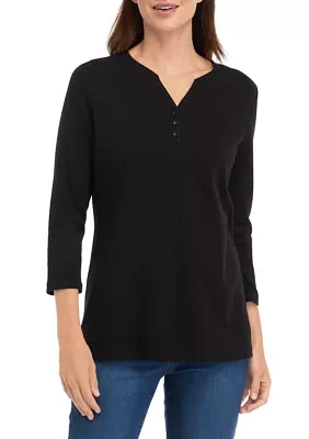 Women's 3/4 Sleeve Henley Top