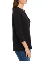 Women's 3/4 Sleeve Henley Top