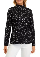 Women's Printed Mock Neck Top