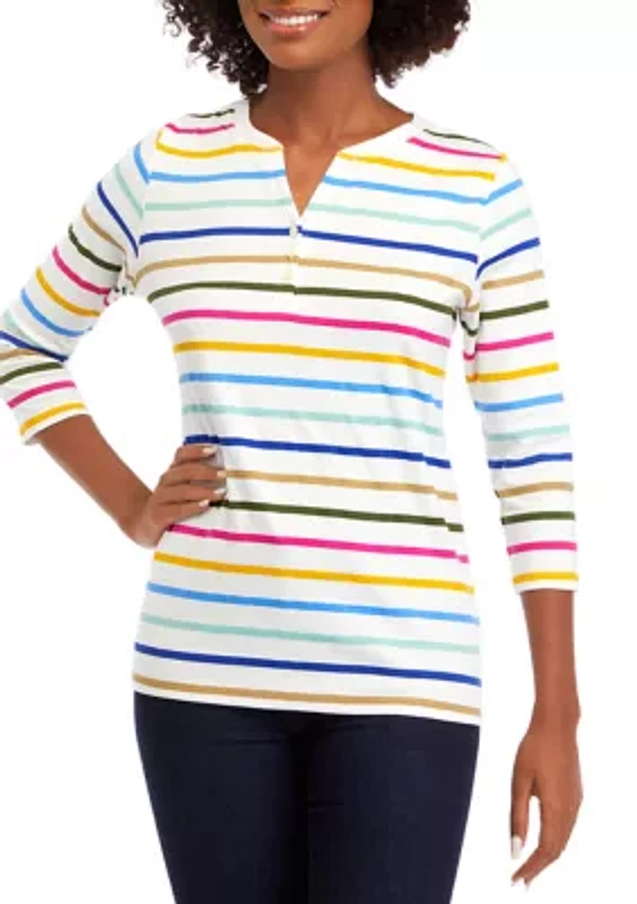 Women's 3/4 Sleeve Striped Shirt