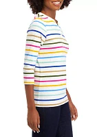 Women's 3/4 Sleeve Striped Shirt