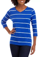 Women's V-Neck Striped T-Shirt