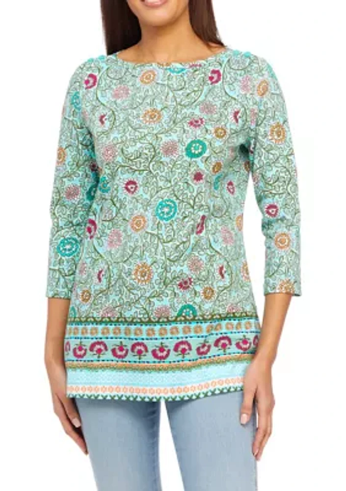 Women's Boat Neck Printed Top