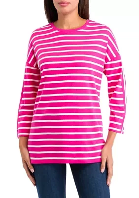 Women's Drop Shoulder Striped Tunic Top