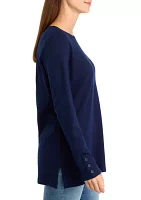 Women's Long Sleeve Cotton Tunic Shirt