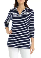 Women's Striped Polo Top