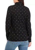 Women's Foil Dot Printed Turtleneck Top