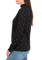 Women's Foil Dot Printed Turtleneck Top