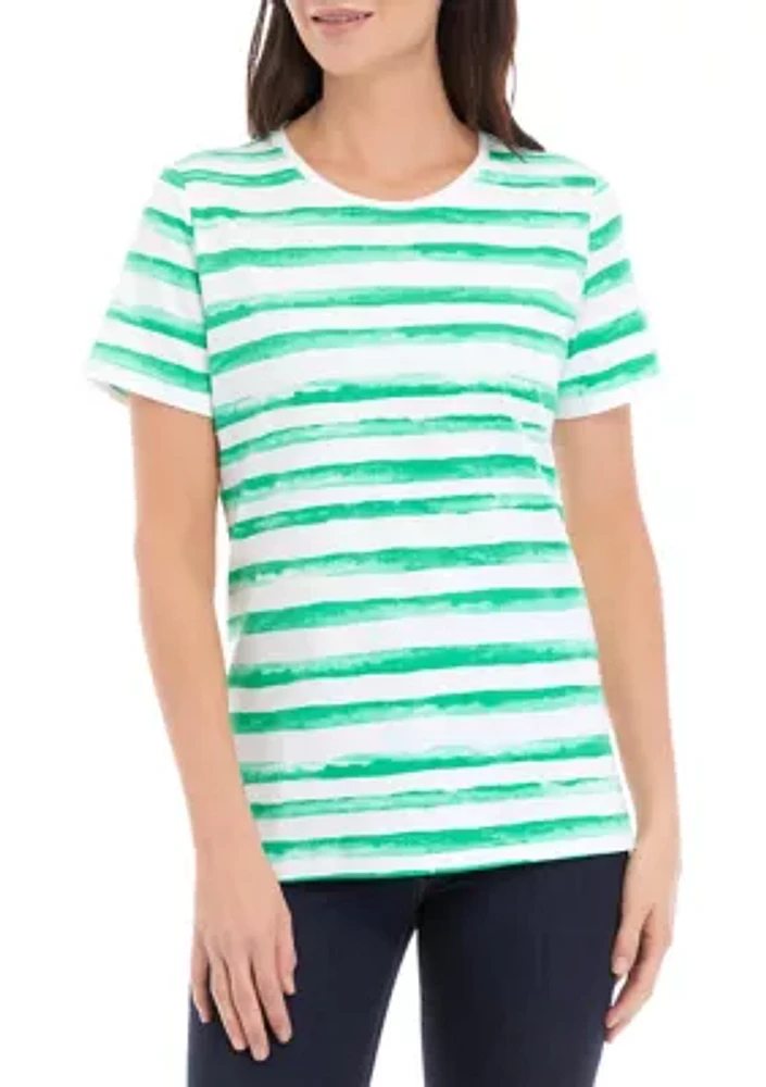 Women's Stripe Printed Crew Neck T-Shirt