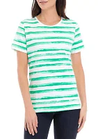 Women's Stripe Printed Crew Neck T-Shirt