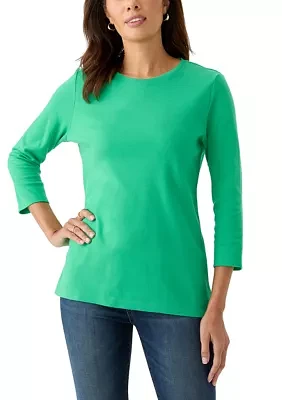 Women's Solid 3/4 Sleeve Top