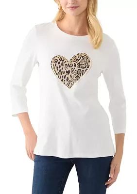 Women's 3/4 Sleeve Crew Neck Graphic T-Shirt