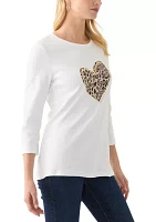 Women's 3/4 Sleeve Crew Neck Graphic T-Shirt