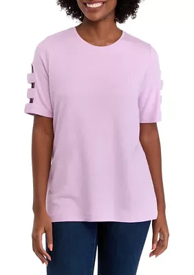 Women's Solid Ladder Sleeve Top