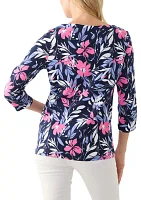 Women's Printed Split Neck Top