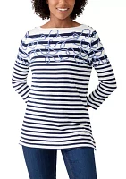 Women's 3/4 Sleeve Boat Neck Placement Print T-Shirt