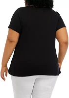 Plus Short Sleeve Split Neck Shirt