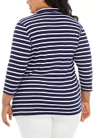 Plus Striped Polo Top