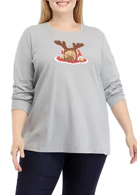 Plus Long Sleeve Holiday Graphic T-Shirt