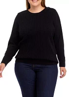 Plus Long Sleeve Cable Knit Sweater