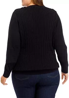 Plus Long Sleeve Cable Knit Sweater