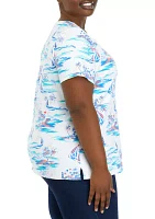 Plus Short Sleeve Printed Top