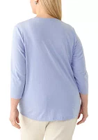 Plus 3/4 Sleeve Heather Pullover