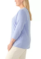 Plus 3/4 Sleeve Heather Pullover