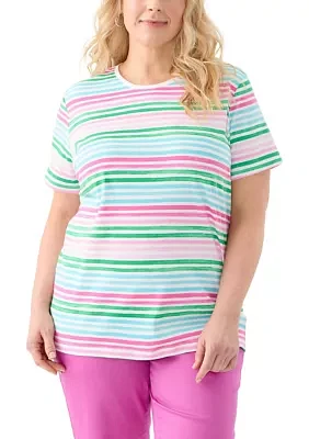 Plus Stripe Printed T-Shirt