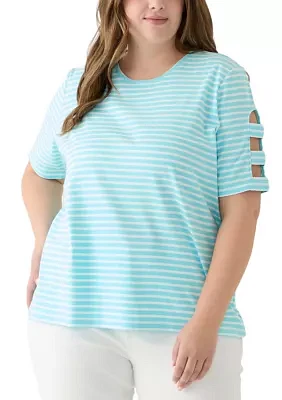 Plus Elbow Ladder Sleeve Top