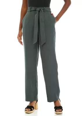 Women's High Rise Belted Wide Leg Pants