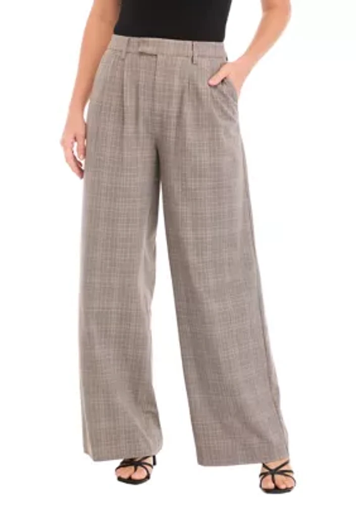 Women's High Rise Extended Tab Plaid Trouser Pants