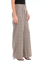 Women's High Rise Extended Tab Plaid Trouser Pants