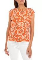 Women's Printed Cap Sleeve Blouse