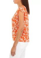 Women's Printed Cap Sleeve Blouse