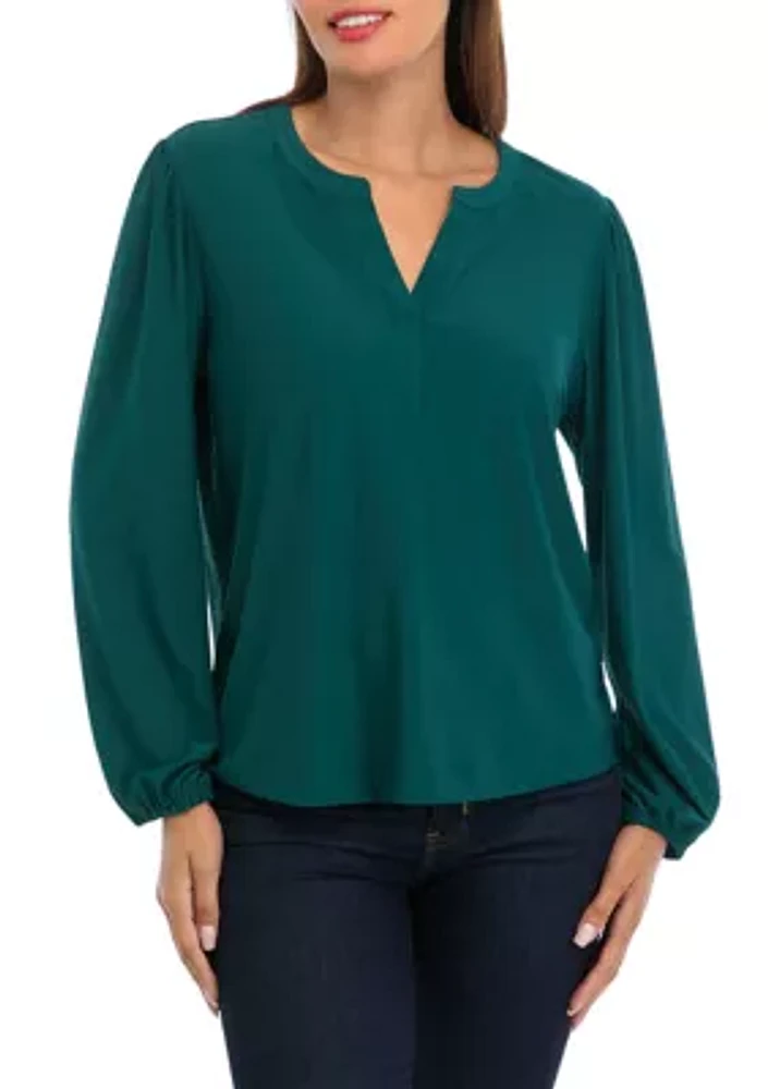 Women's Long Sleeve Popover Blouse