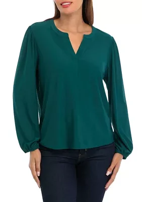 Women's Long Sleeve Popover Blouse