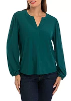 Women's Long Sleeve Popover Blouse